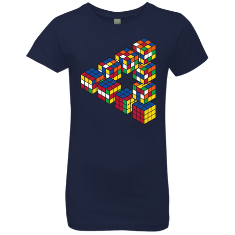T-Shirts Midnight Navy / YXS Rubiks Cube Penrose Triangle Girls Premium T-Shirt