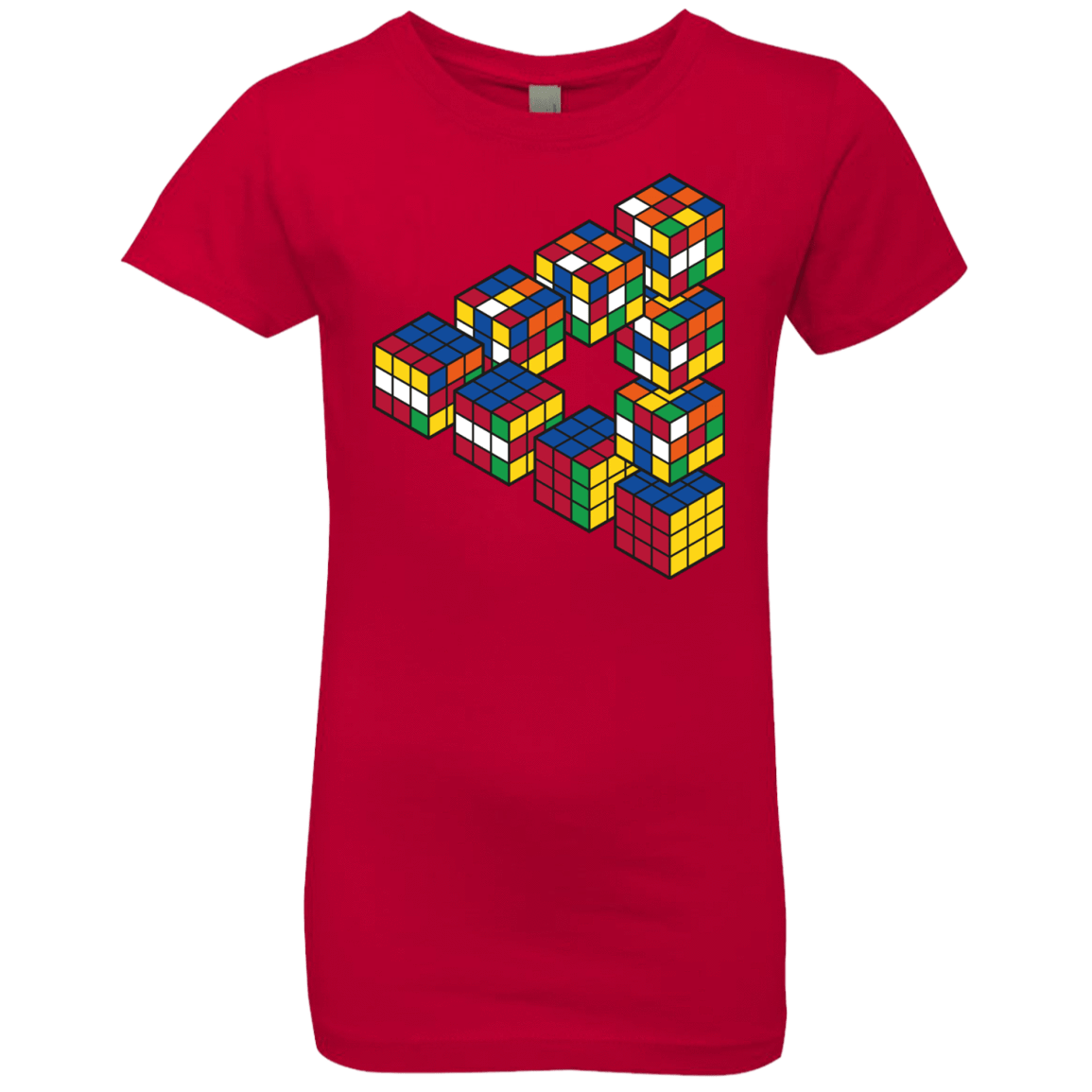 T-Shirts Red / YXS Rubiks Cube Penrose Triangle Girls Premium T-Shirt