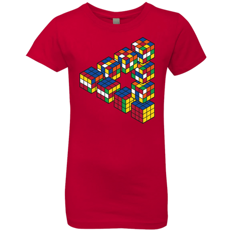 T-Shirts Red / YXS Rubiks Cube Penrose Triangle Girls Premium T-Shirt
