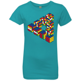 T-Shirts Tahiti Blue / YXS Rubiks Cube Penrose Triangle Girls Premium T-Shirt