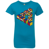 T-Shirts Turquoise / YXS Rubiks Cube Penrose Triangle Girls Premium T-Shirt