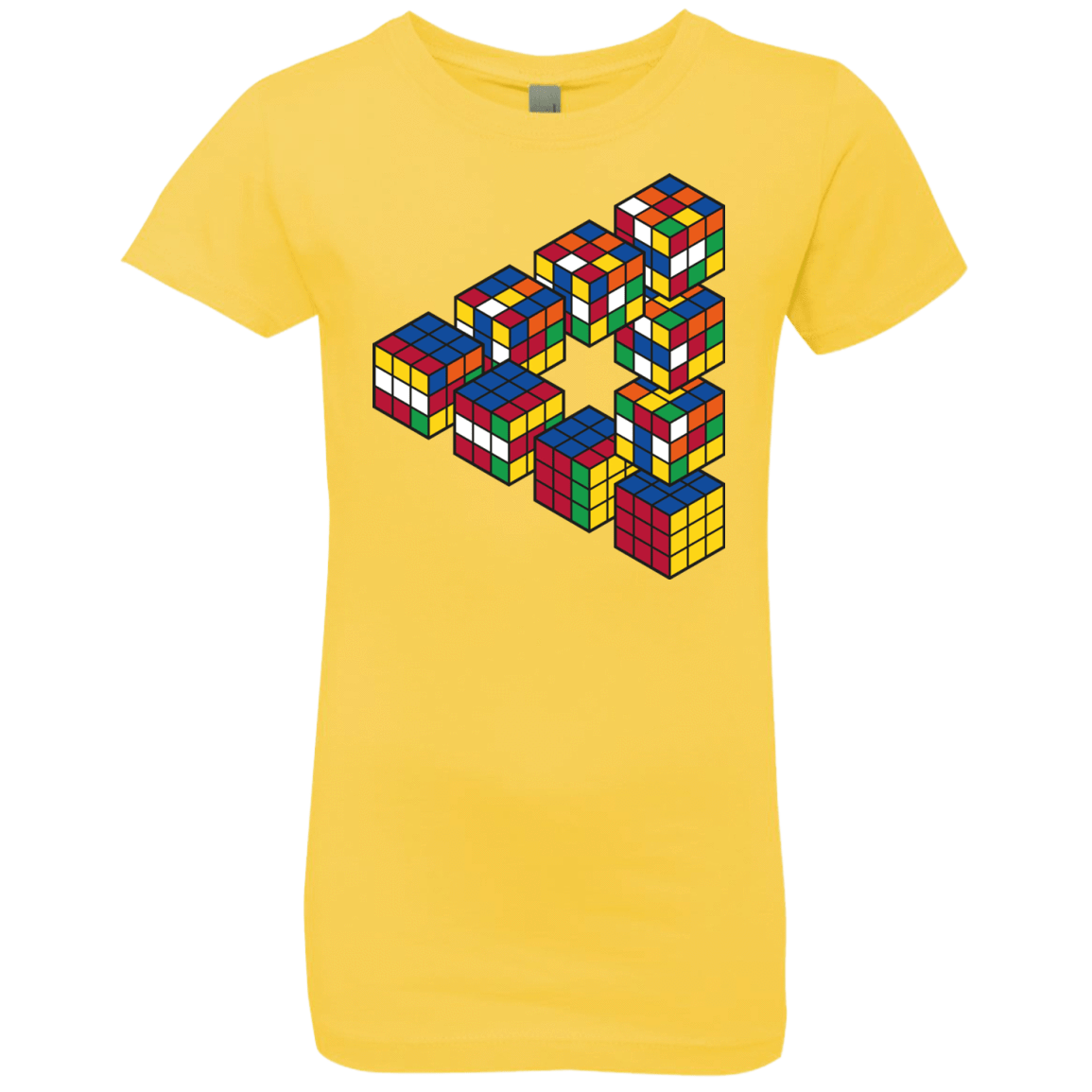T-Shirts Vibrant Yellow / YXS Rubiks Cube Penrose Triangle Girls Premium T-Shirt