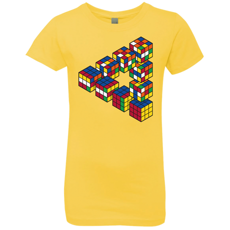 T-Shirts Vibrant Yellow / YXS Rubiks Cube Penrose Triangle Girls Premium T-Shirt