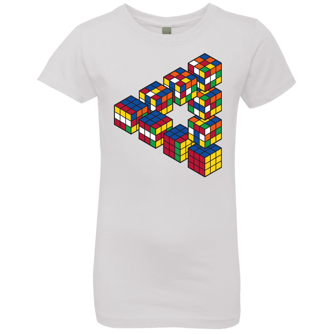T-Shirts White / YXS Rubiks Cube Penrose Triangle Girls Premium T-Shirt