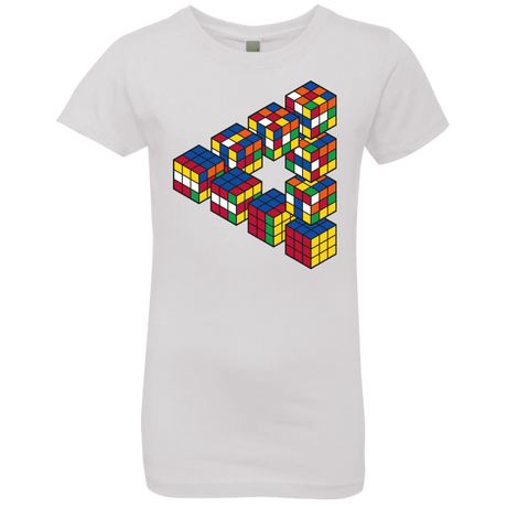 T-Shirts White / YXS Rubiks Cube Penrose Triangle Girls Premium T-Shirt