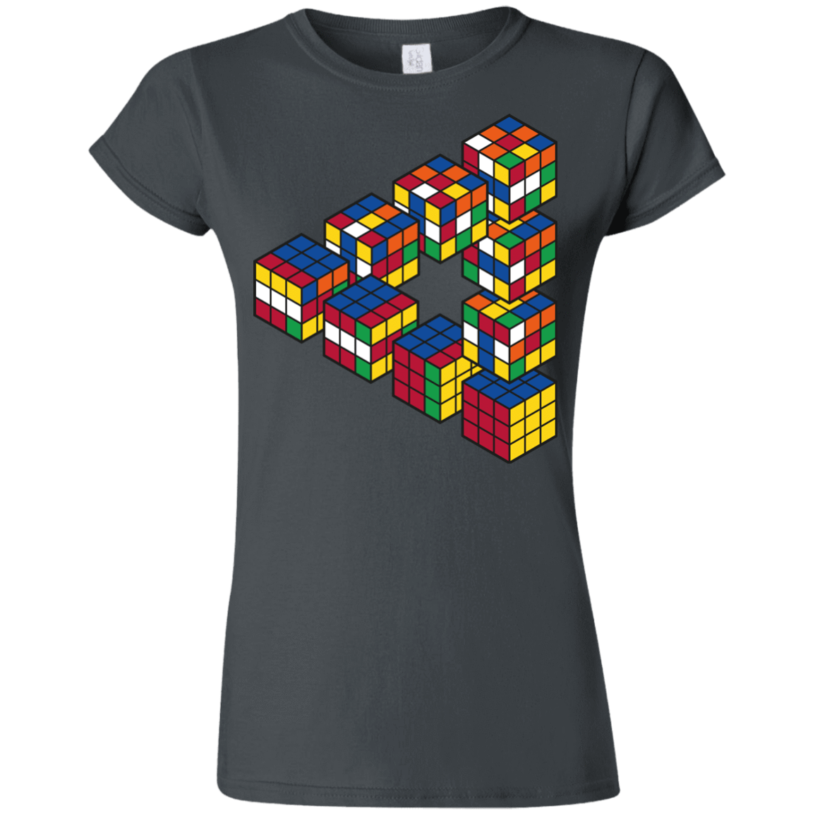 T-Shirts Charcoal / S Rubiks Cube Penrose Triangle Junior Slimmer-Fit T-Shirt