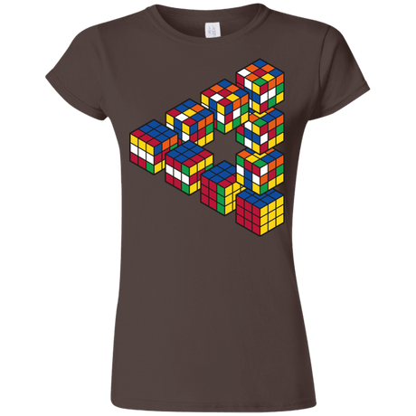 T-Shirts Dark Chocolate / S Rubiks Cube Penrose Triangle Junior Slimmer-Fit T-Shirt