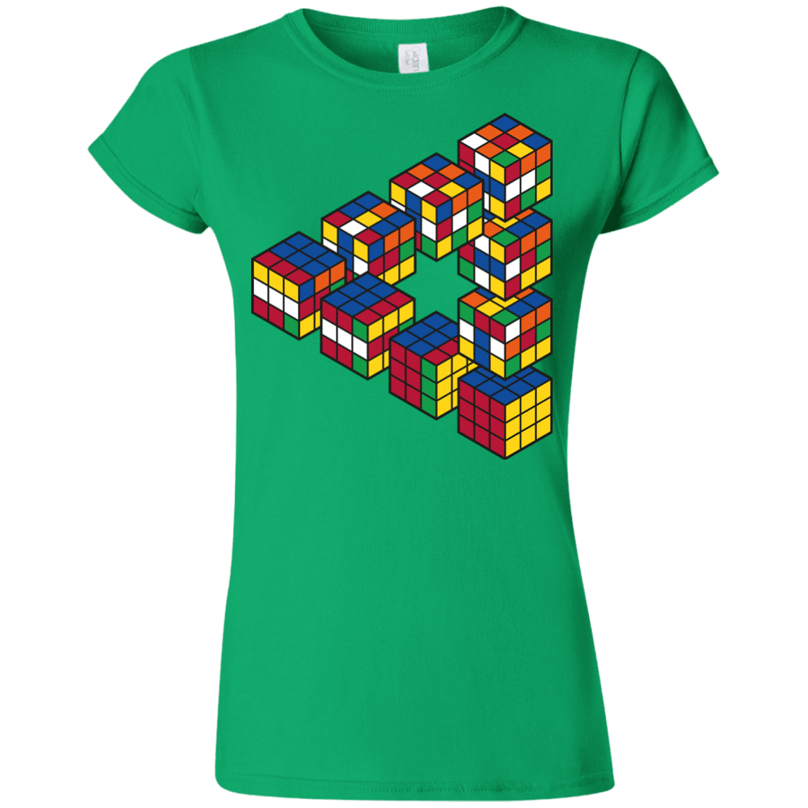 T-Shirts Irish Green / S Rubiks Cube Penrose Triangle Junior Slimmer-Fit T-Shirt