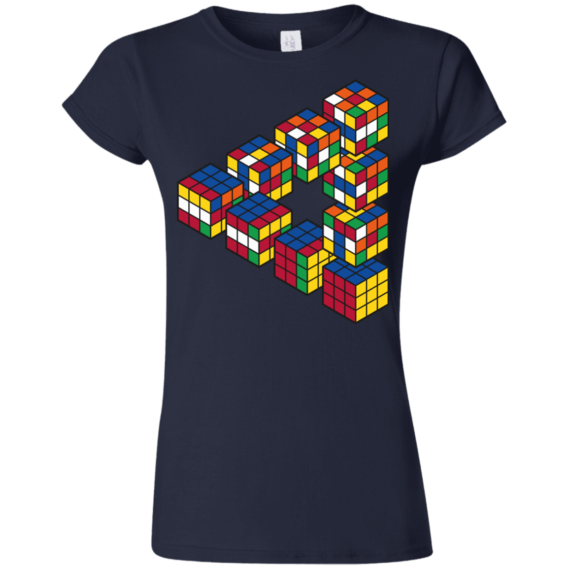 T-Shirts Navy / S Rubiks Cube Penrose Triangle Junior Slimmer-Fit T-Shirt