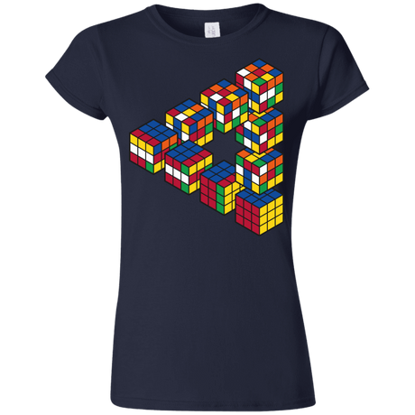 T-Shirts Navy / S Rubiks Cube Penrose Triangle Junior Slimmer-Fit T-Shirt