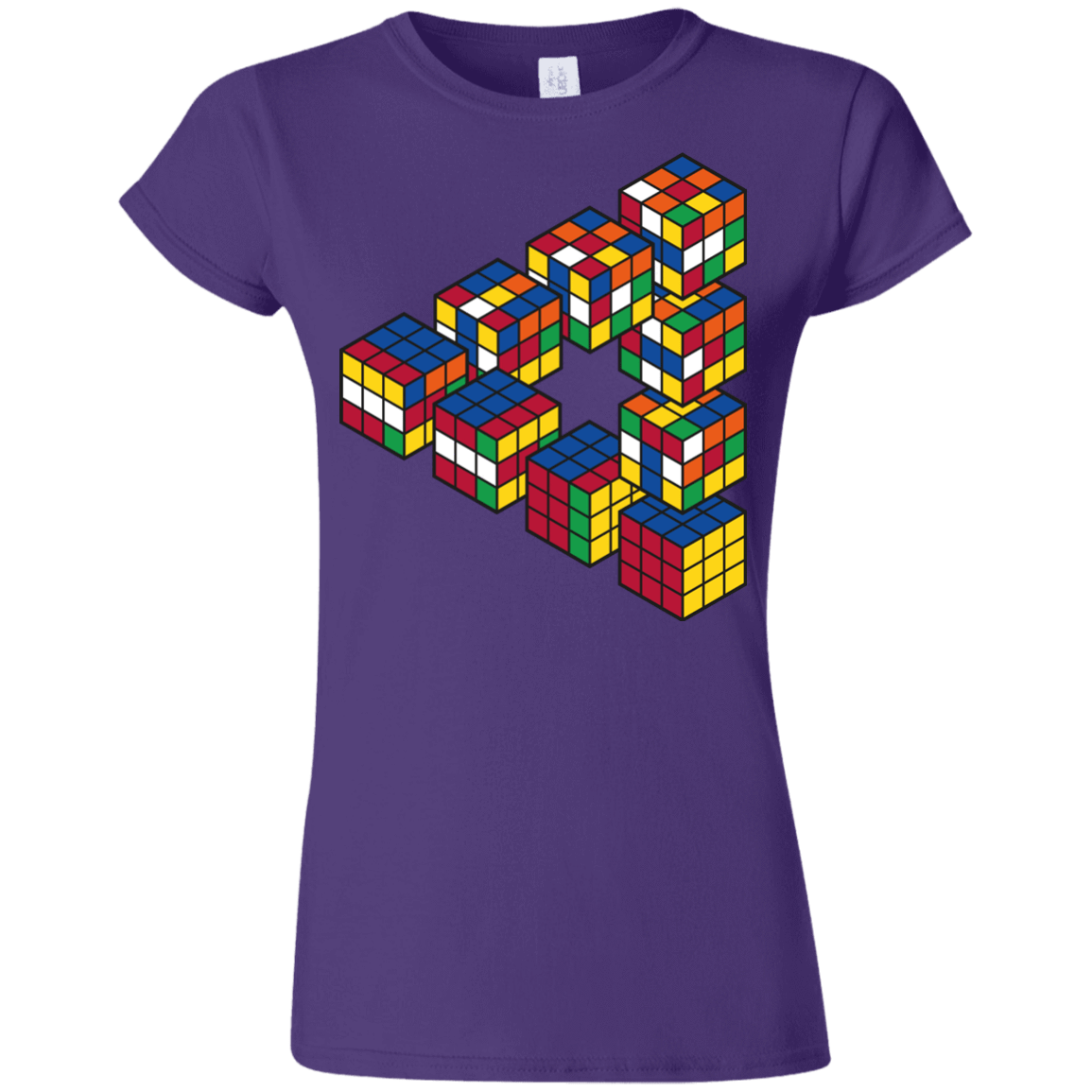 T-Shirts Purple / S Rubiks Cube Penrose Triangle Junior Slimmer-Fit T-Shirt