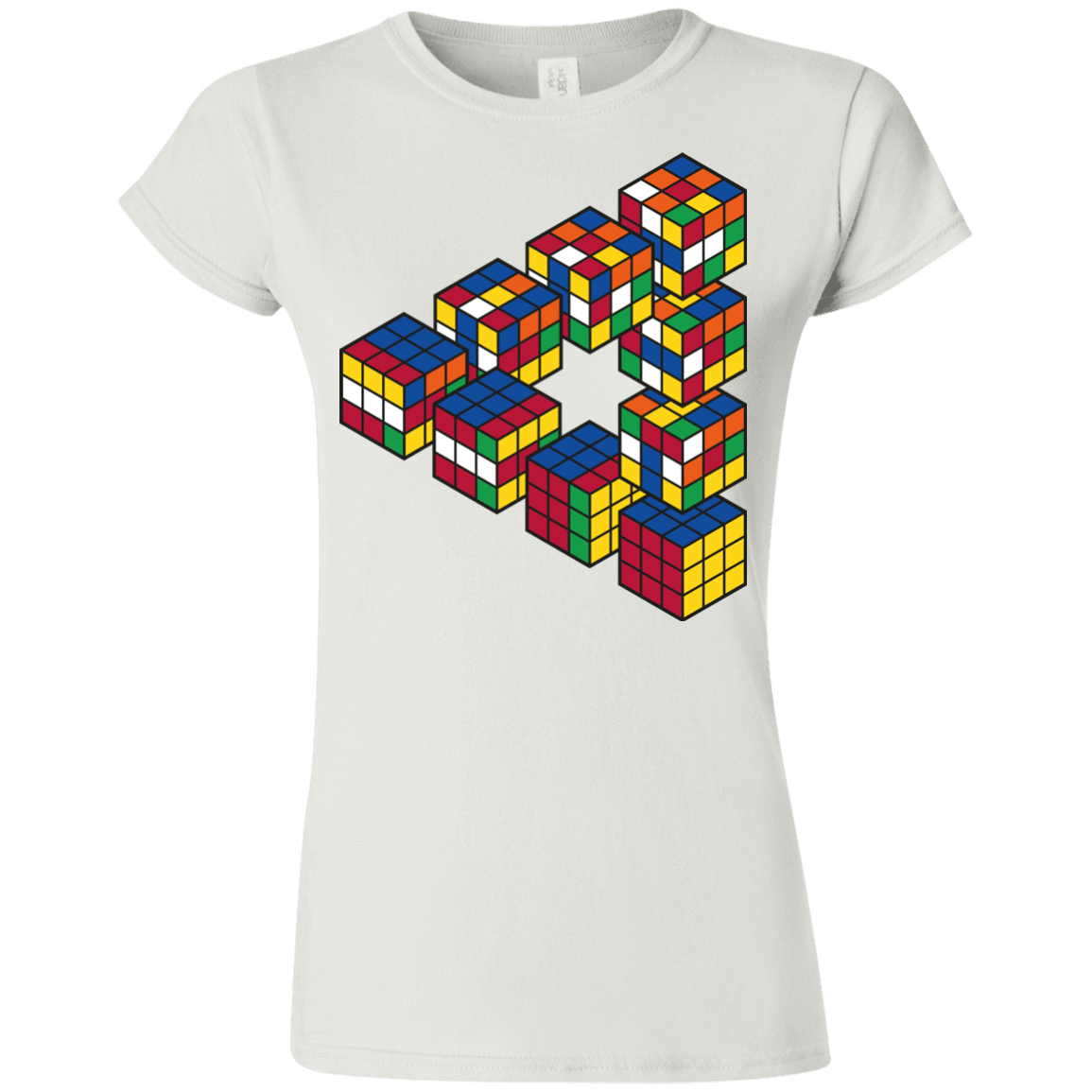 T-Shirts White / S Rubiks Cube Penrose Triangle Junior Slimmer-Fit T-Shirt