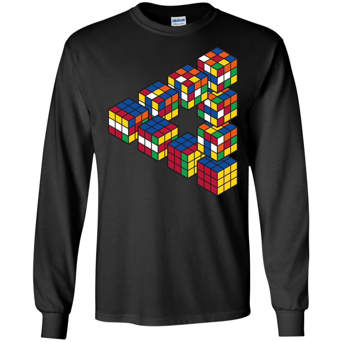 Rubiks Cube Penrose Triangle Men's Long Sleeve T-Shirt