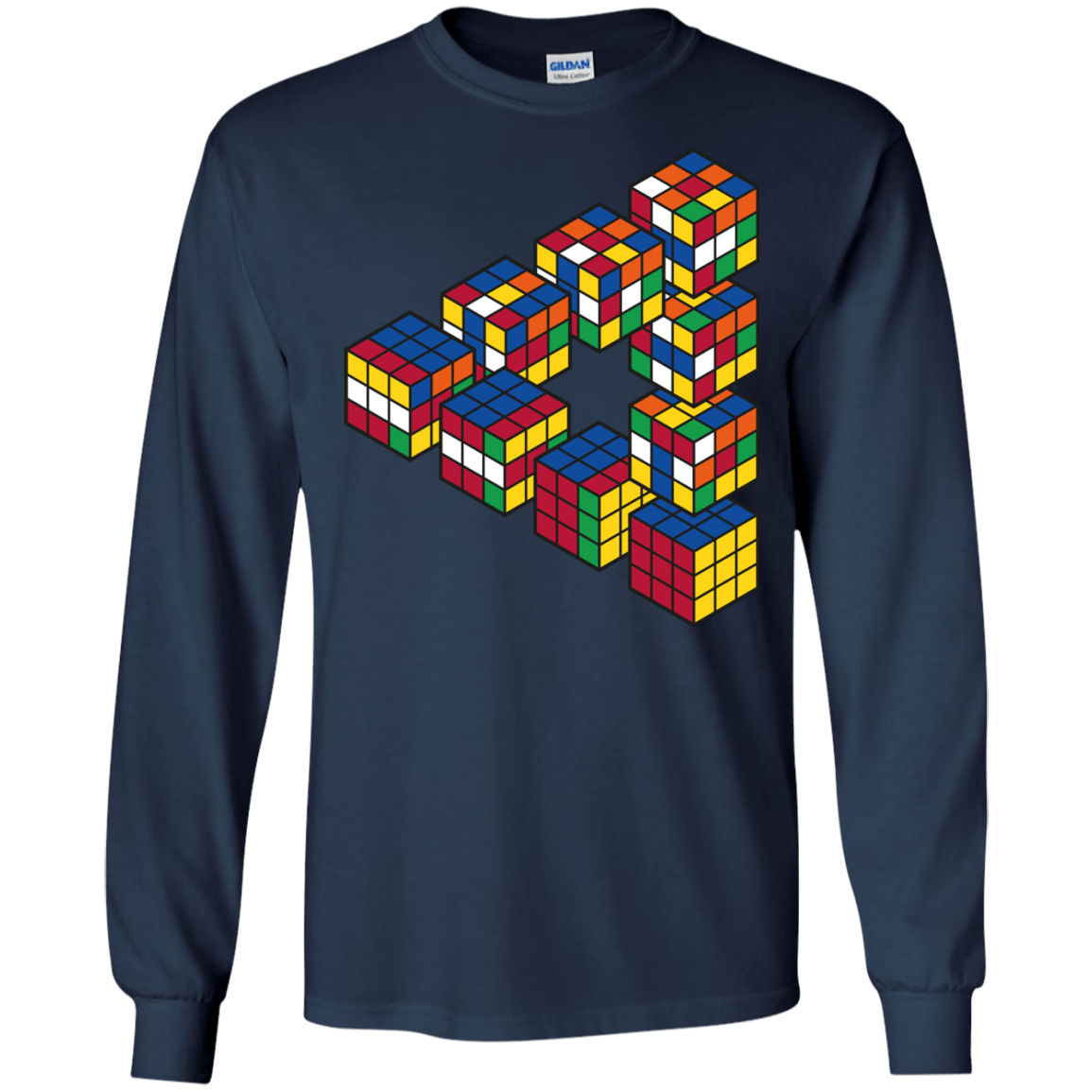 Rubiks Cube Penrose Triangle Men's Long Sleeve T-Shirt