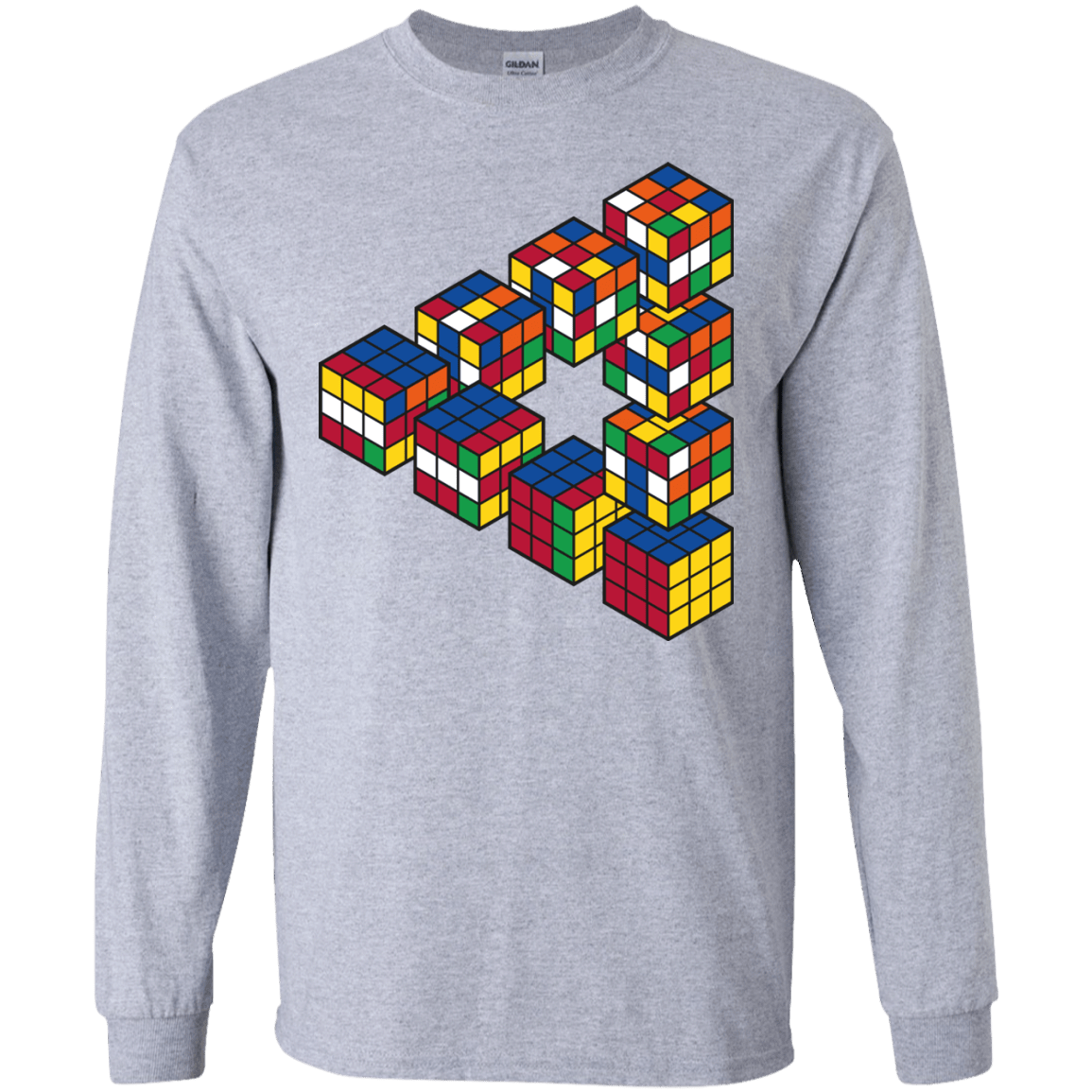 Rubiks Cube Penrose Triangle Men's Long Sleeve T-Shirt