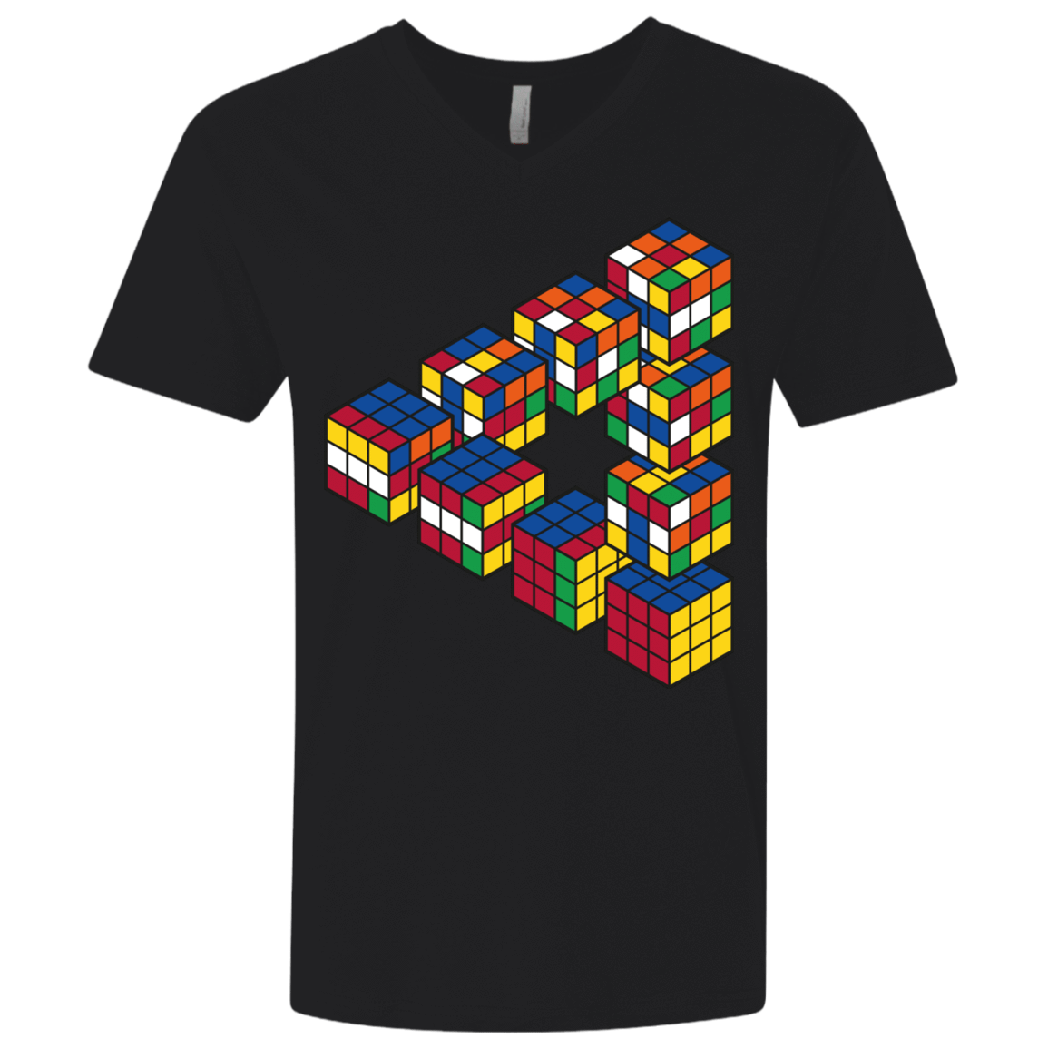 T-Shirts Black / X-Small Rubiks Cube Penrose Triangle Men's Premium V-Neck