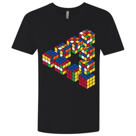 T-Shirts Black / X-Small Rubiks Cube Penrose Triangle Men's Premium V-Neck