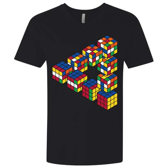 T-Shirts Black / X-Small Rubiks Cube Penrose Triangle Men's Premium V-Neck