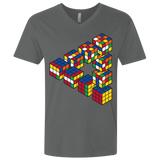 T-Shirts Heavy Metal / X-Small Rubiks Cube Penrose Triangle Men's Premium V-Neck
