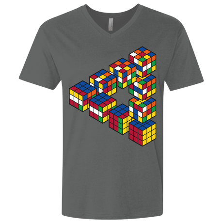 T-Shirts Heavy Metal / X-Small Rubiks Cube Penrose Triangle Men's Premium V-Neck