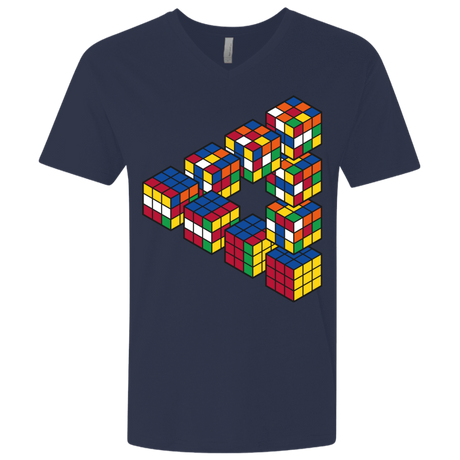 T-Shirts Midnight Navy / X-Small Rubiks Cube Penrose Triangle Men's Premium V-Neck