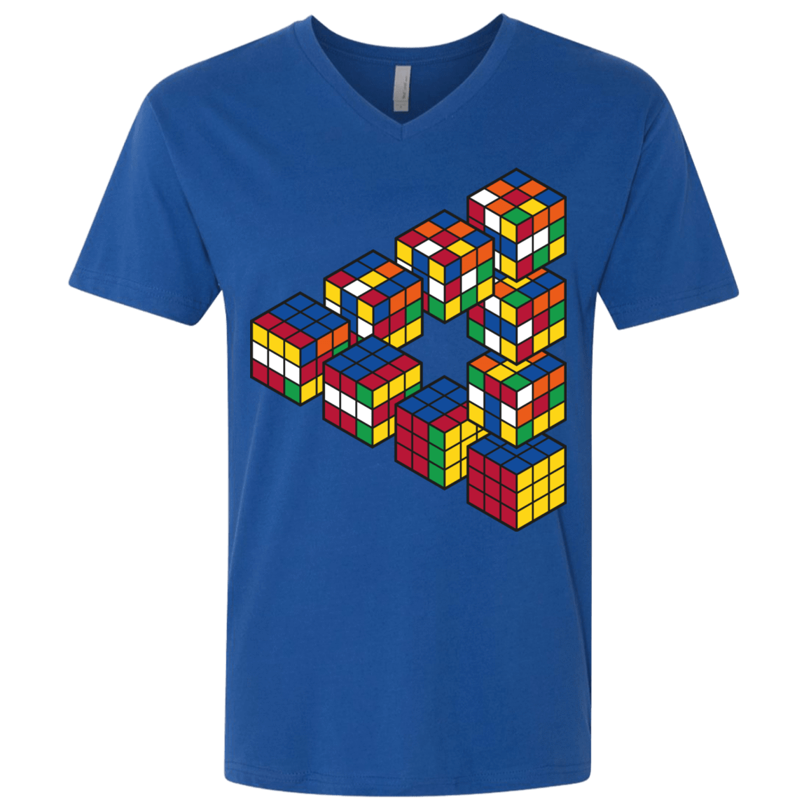 T-Shirts Royal / X-Small Rubiks Cube Penrose Triangle Men's Premium V-Neck
