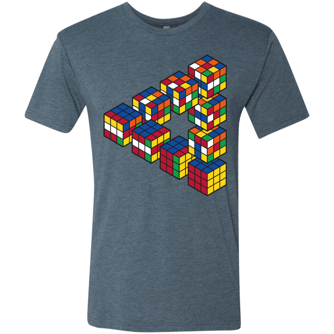 T-Shirts Indigo / S Rubiks Cube Penrose Triangle Men's Triblend T-Shirt