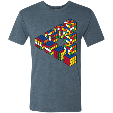 T-Shirts Indigo / S Rubiks Cube Penrose Triangle Men's Triblend T-Shirt