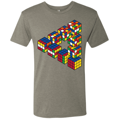T-Shirts Venetian Grey / S Rubiks Cube Penrose Triangle Men's Triblend T-Shirt
