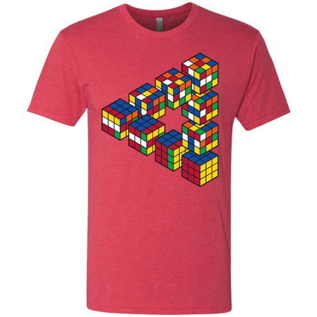 T-Shirts Vintage Red / S Rubiks Cube Penrose Triangle Men's Triblend T-Shirt