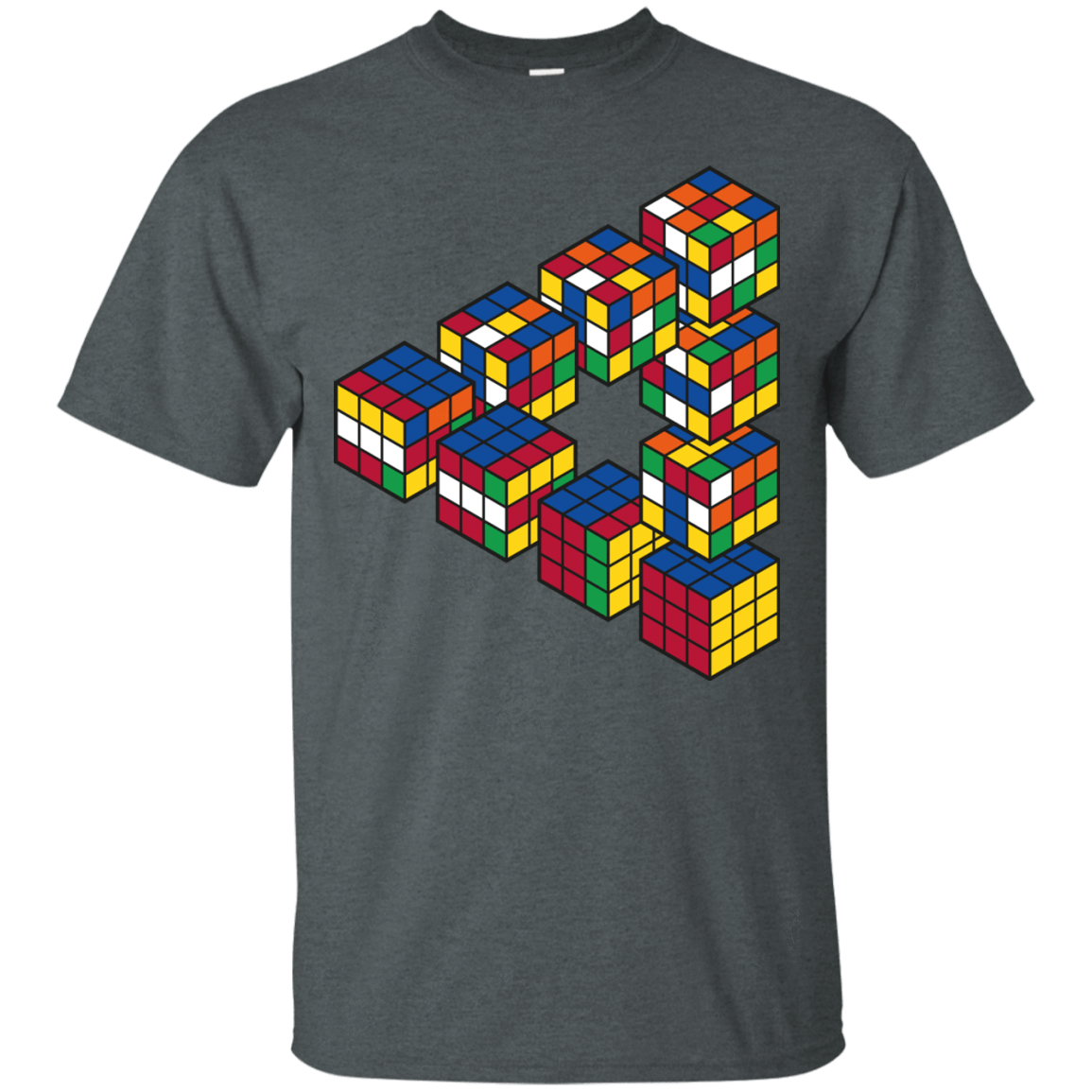 T-Shirts Dark Heather / S Rubiks Cube Penrose Triangle T-Shirt