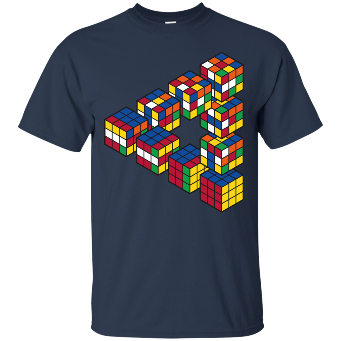 T-Shirts Navy / S Rubiks Cube Penrose Triangle T-Shirt