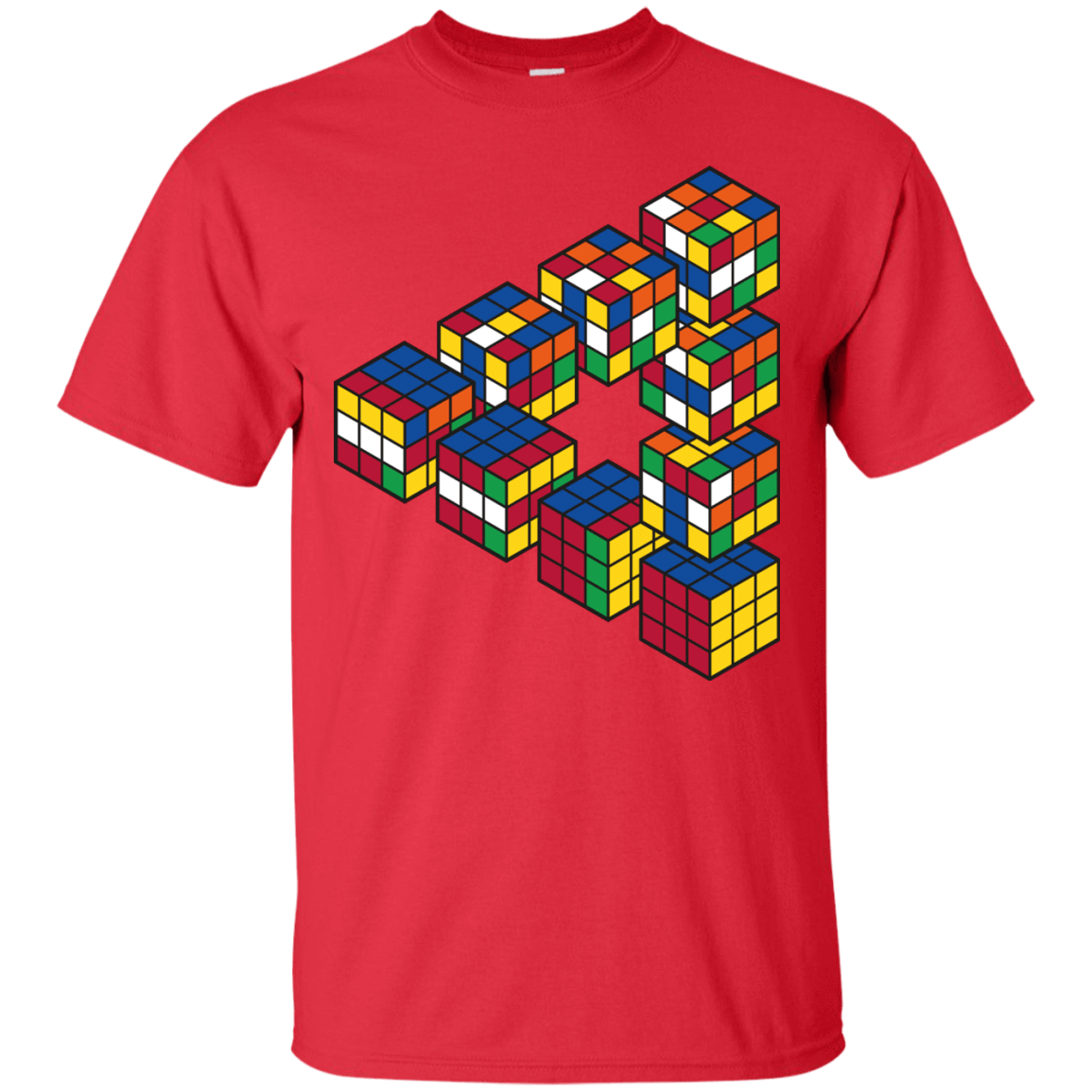 T-Shirts Red / S Rubiks Cube Penrose Triangle T-Shirt