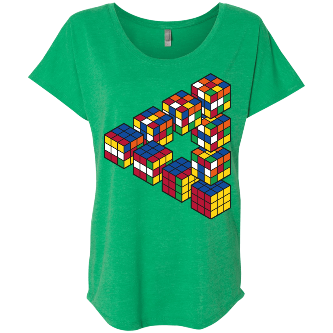 Rubiks Cube Penrose Triangle Triblend Dolman Sleeve