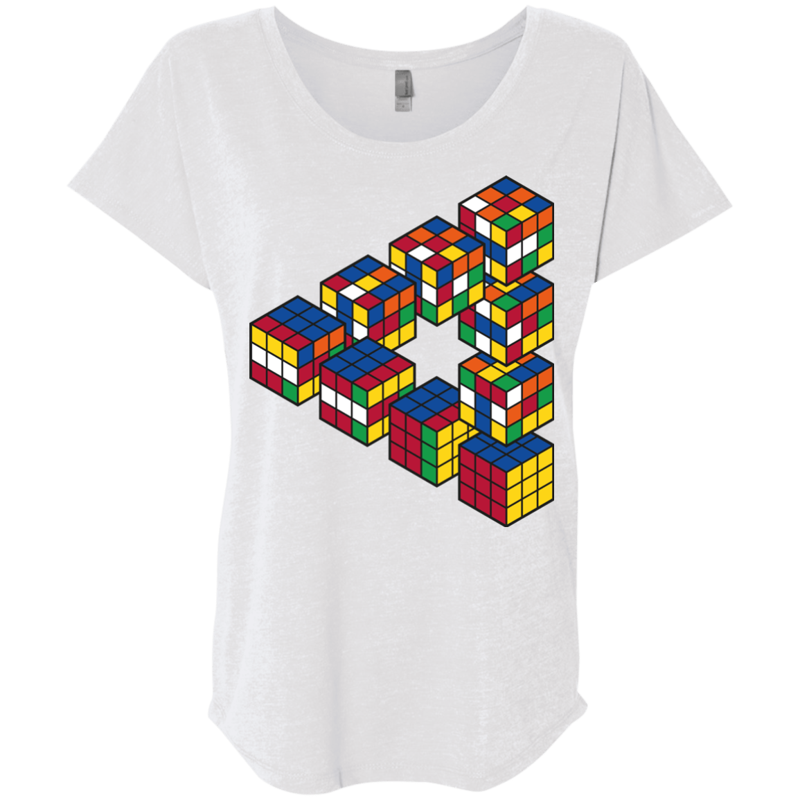 Rubiks Cube Penrose Triangle Triblend Dolman Sleeve