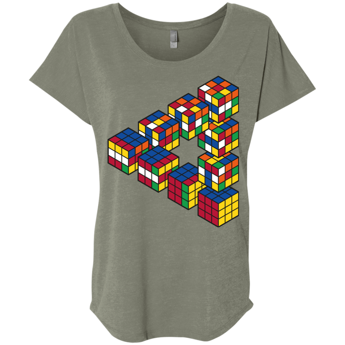 Rubiks Cube Penrose Triangle Triblend Dolman Sleeve