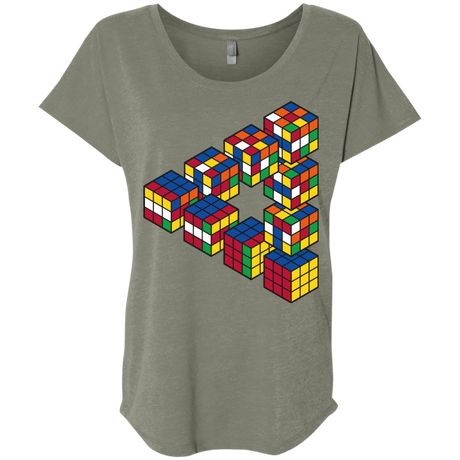 Rubiks Cube Penrose Triangle Triblend Dolman Sleeve