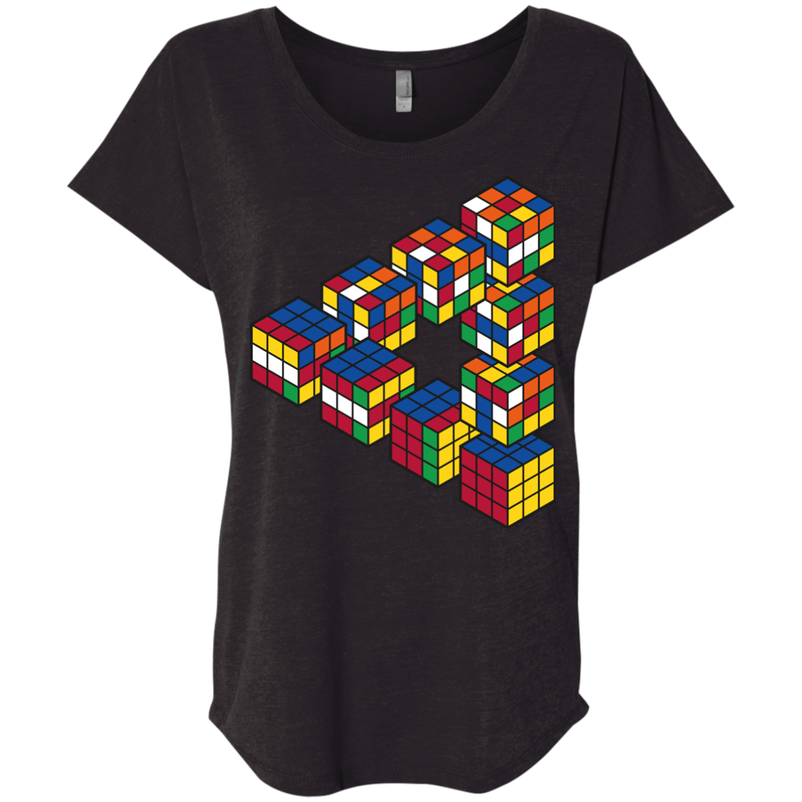 Rubiks Cube Penrose Triangle Triblend Dolman Sleeve