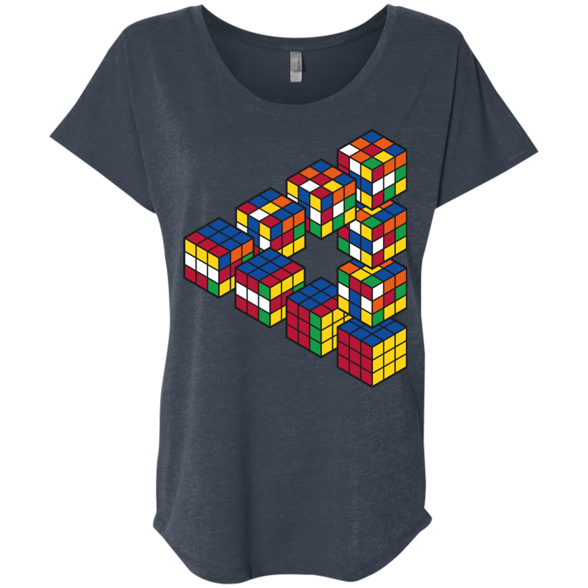 Rubiks Cube Penrose Triangle Triblend Dolman Sleeve