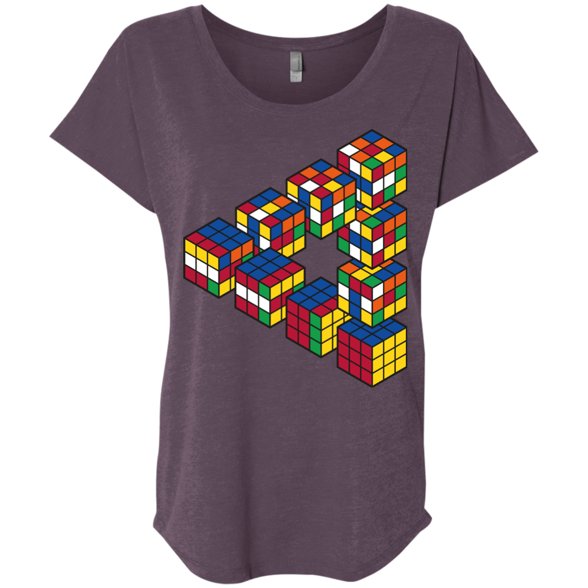 Rubiks Cube Penrose Triangle Triblend Dolman Sleeve