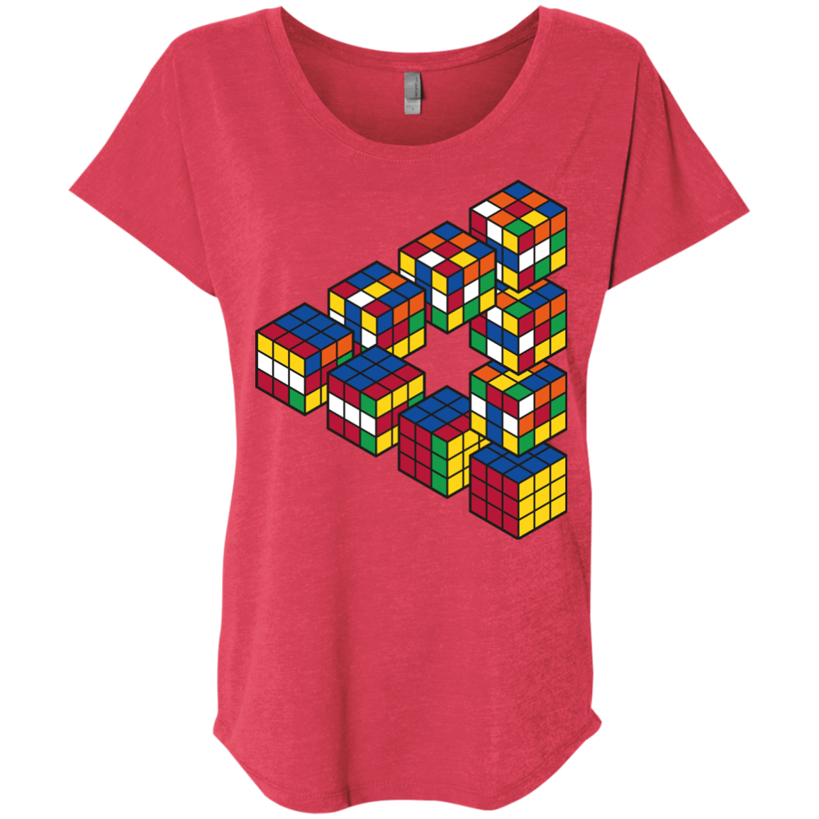 Rubiks Cube Penrose Triangle Triblend Dolman Sleeve