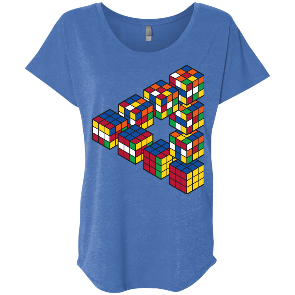 Rubiks Cube Penrose Triangle Triblend Dolman Sleeve