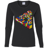 T-Shirts Black / S Rubiks Cube Penrose Triangle Women's Long Sleeve T-Shirt