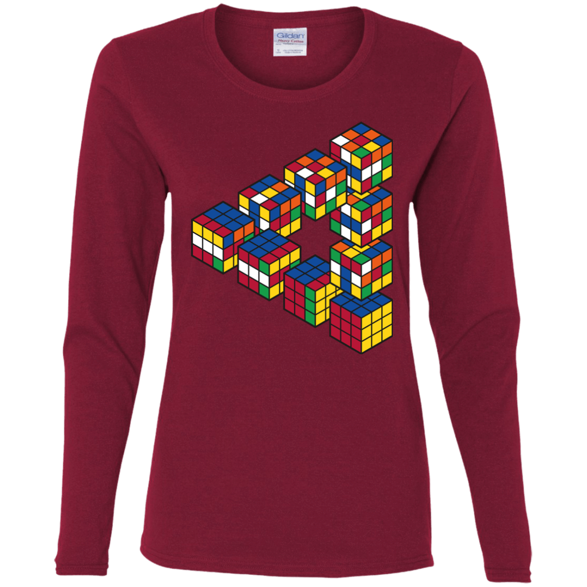 T-Shirts Cardinal / S Rubiks Cube Penrose Triangle Women's Long Sleeve T-Shirt