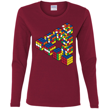 T-Shirts Cardinal / S Rubiks Cube Penrose Triangle Women's Long Sleeve T-Shirt