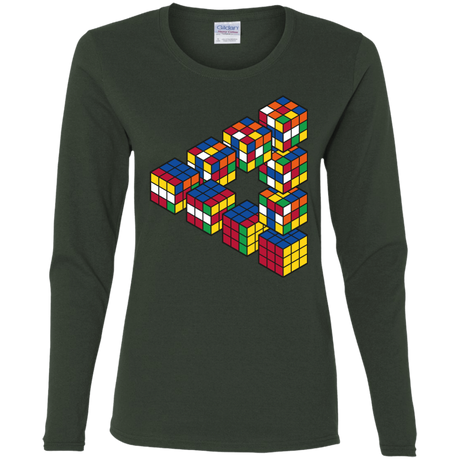 T-Shirts Forest / S Rubiks Cube Penrose Triangle Women's Long Sleeve T-Shirt