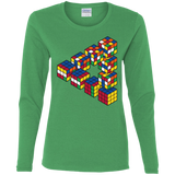 T-Shirts Irish Green / S Rubiks Cube Penrose Triangle Women's Long Sleeve T-Shirt