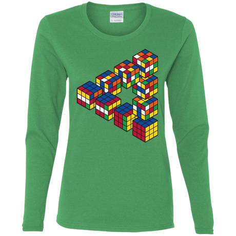 T-Shirts Irish Green / S Rubiks Cube Penrose Triangle Women's Long Sleeve T-Shirt