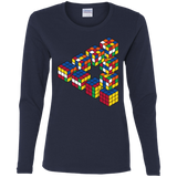 T-Shirts Navy / S Rubiks Cube Penrose Triangle Women's Long Sleeve T-Shirt
