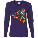 T-Shirts Purple / S Rubiks Cube Penrose Triangle Women's Long Sleeve T-Shirt